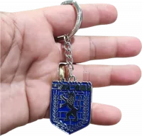 Keychain with a pattern of a lion standing on the walls of the sity of Jerusalem