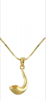 Necklace and pendant in the shape of a ram horn shofar, gold color