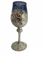 Серебряный бокал Элиягу с голубым стеклом