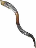 Silver-plated kudu shofar with a hosen pattern, handmade_1