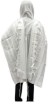 Large tallit made of high-quality white cotton with white stripes