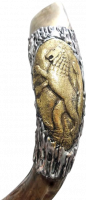 Silver plated shofar, standing lion with pattern_1