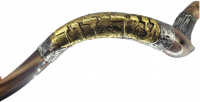 Shofar kudu plated with silver and gold, with the pattern of the City of David, with the Hebrew inscription City of David, handmade_3
