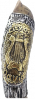 Shofar kudu plated with silver and gold, with the pattern of the City of David, with the Hebrew inscription City of David, handmade_2
