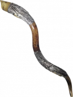 Silver-plated shofar, with the pattern of the spies, handmade_2