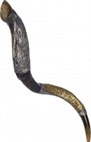 Silver-plated shofar, menorah pattern, handmade_1