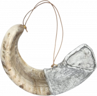 Shofar for anointing oil, plated in silver and gold, with a Star of David pattern_1